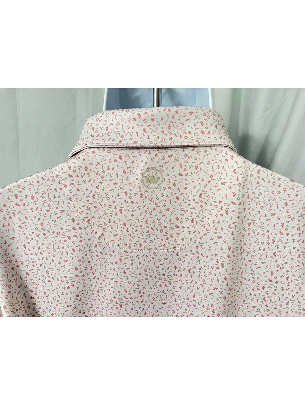 Peter Millar Men's White Pink Summer Comfort Performance Golf Polo Shirt Large L